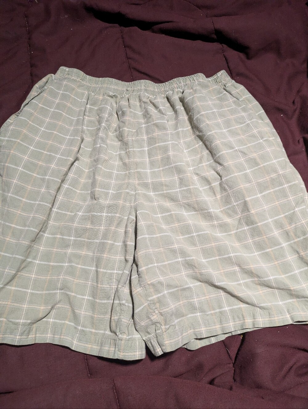 Men's‎ Light Green Plaid Casual Shorts